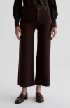 Ag Saige Mid Rise Ankle Wide Leg Jeans In Amaretto Noir