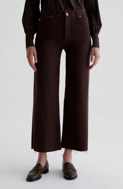 Ag Saige Mid Rise Ankle Wide Leg Jeans In Amaretto Noir