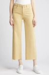 Ag Hattie Raw Hem High Waist Crop Barrel Jeans In Sulfur Aspen Yellow