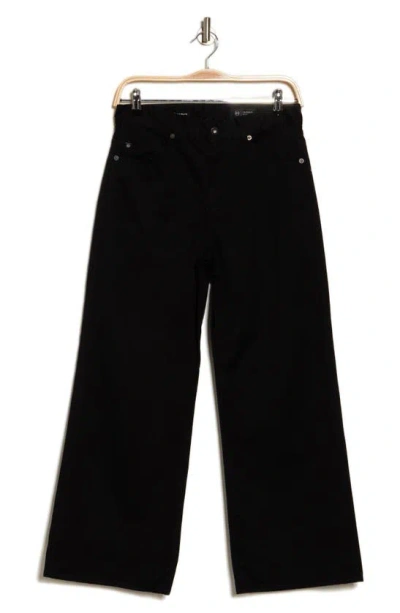 Ag Saige High Waist Crop Wide Leg Jeans In Super Black