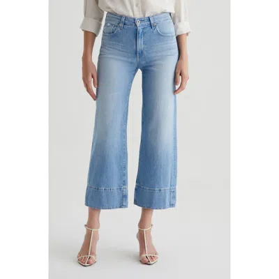 Ag Saige High Waist Raw Hem Ankle Wide Leg Jeans In Blue