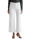 Ag Saige Mid Rise Wide Leg Cropped Jeans In White