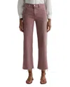 Ag Saige Mid Rise Cropped Wide Leg Jeans In Sulfur Dusty Mauve