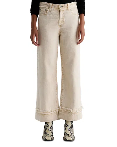 AG SAIGE MID RISE WIDE LEG CROP JEANS IN SULFUR MELANGE CAMEL
