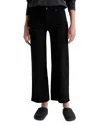Ag Saige Mid Rise Wide Leg Cropped Jeans In Super Black In Black