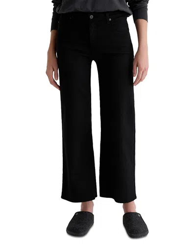 AG SAIGE MID RISE WIDE LEG CROPPED JEANS IN SUPER BLACK