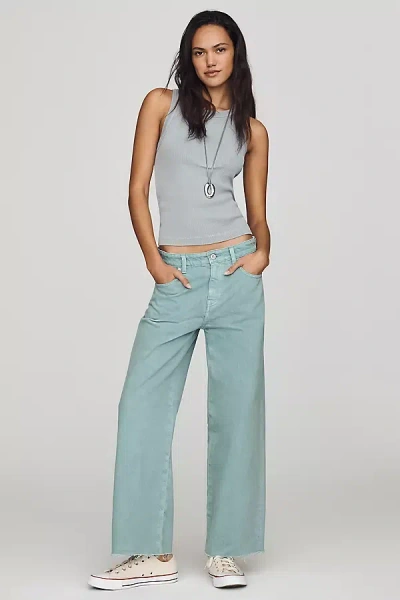 Ag Saige Mid-rise Cropped Wide-leg Jeans In Green