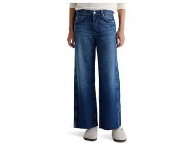 Ag Saige Mid-rise Wide Leg Crop In Blue