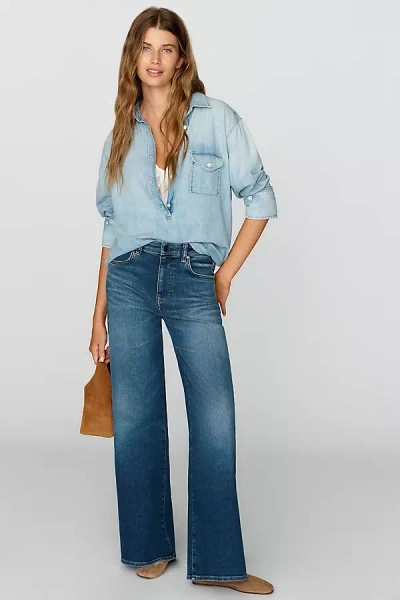Ag Saige Mid-rise Wide-leg Jeans In Blue