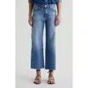 Ag Saige Paneled Raw Hem Ankle Wide Leg Jeans In Blue