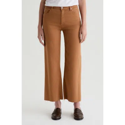 Ag Saige Raw Hem Ankle Wide Leg Jeans In Brown