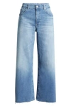 Ag Saige Raw Hem Mid Rise Ankle Wide Leg Jeans In Blue