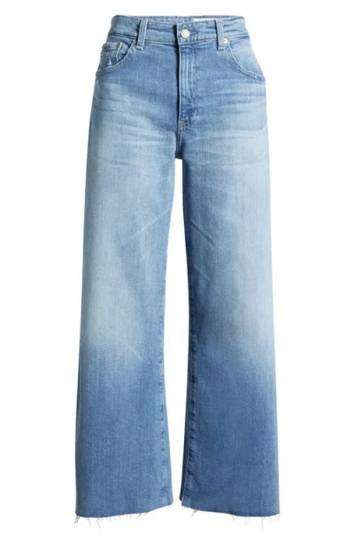 Ag Saige Raw Hem Mid Rise Ankle Wide Leg Jeans In Blue