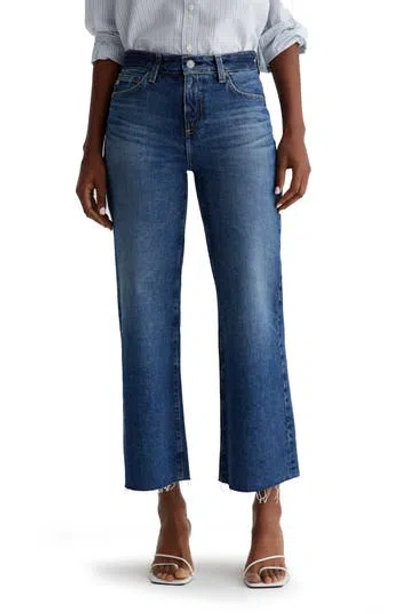 Ag Saige Stretch Raw Hem Crop Wide Leg Jeans In Blue