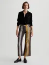 Ag Saige Wide Leg Crop Corduroy In Gold Stripe