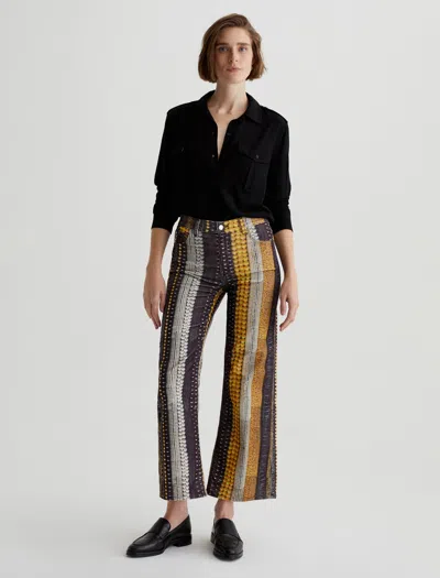 Ag Saige Wide Leg Crop Corduroy In Gold Stripe