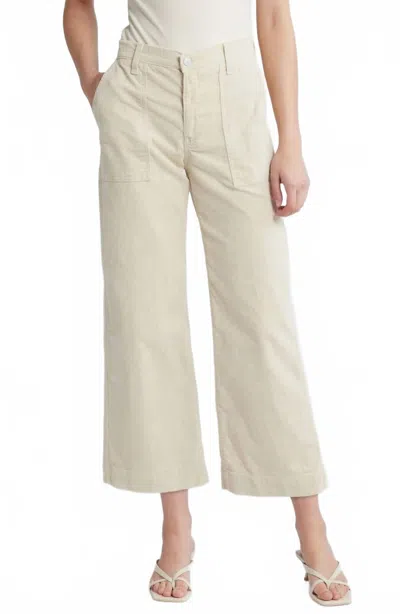 Ag Saige Wide Leg Crop Corduroy Jean In Opal Stone In Neutral