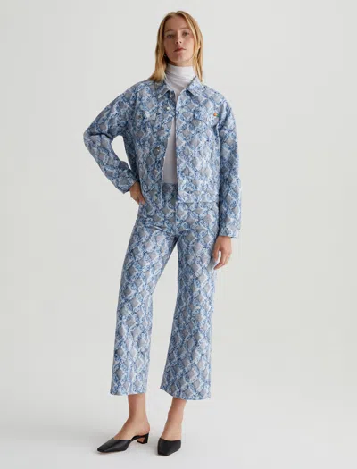 Ag Saige Wide Leg Crop In Diamond Fray Big Light