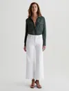 Ag Saige Mid Rise Wide Leg Cropped Jeans In Gallery White