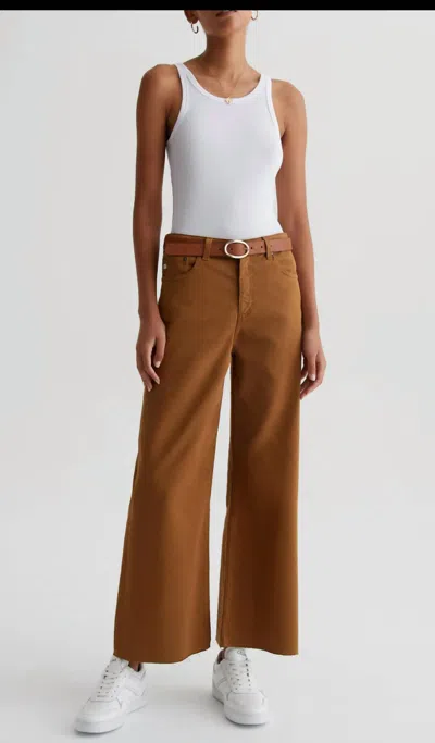 Ag Saige Wide Leg Crop Jean In Carmel In Brown