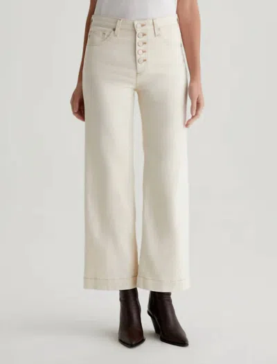 Ag Saige Wide Leg Crop Jean In White Oat In Multi