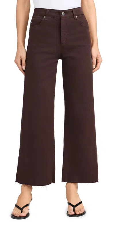 Ag Saige Wide Leg Crop Jeans Amaretto Noir In Brown