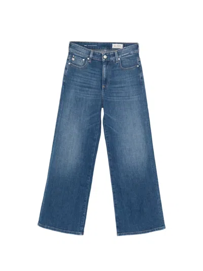 Ag Saige Wide Leg Crop Jeans In Blue