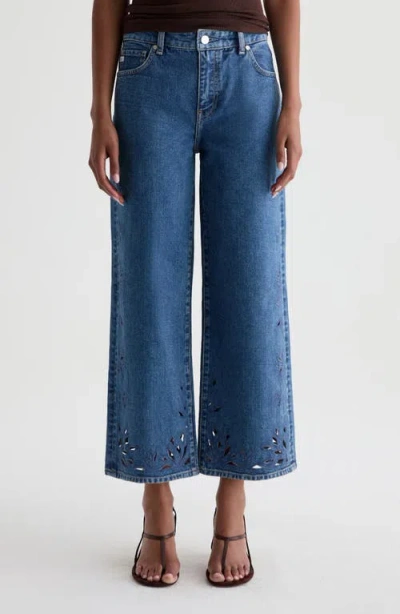 Ag Saige Wide Leg Crop Jeans In Blue