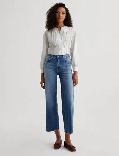 Ag Saige Wide Leg Crop Jeans In 16 Years Postcard In Blue