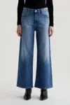 Ag Saige Wide Leg Crop Jeans In Bell Canyon In Blue