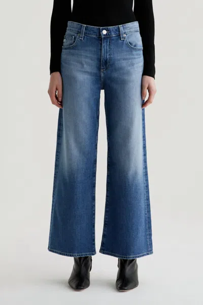 Ag Saige Wide Leg Crop Jeans In Bell Canyon In Blue