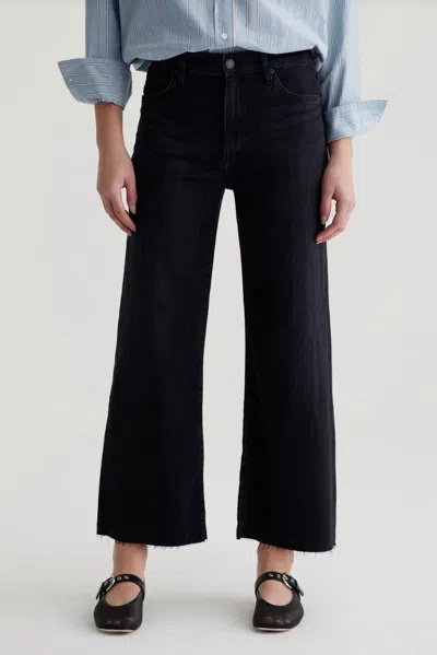 Ag Saige Wide Leg Crop Jeans In Gasgow In Black