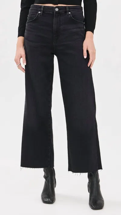 Ag Saige Wide Leg Crop Jeans In Glasgow In Black