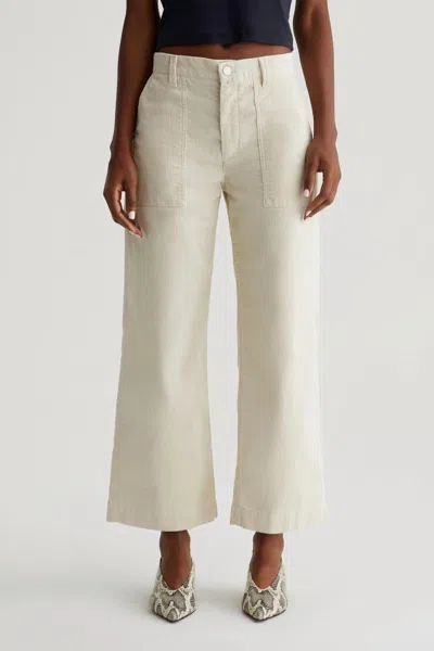 Ag Saige Wide Leg Crop Jeans In Opal Stone In White
