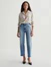 Ag Brinley Mid Rise Crop Straight Leg Jeans In Momento