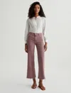 Ag Saige Mid Rise Cropped Wide Leg Jeans In Sulfur Dusty Mauve In Sulfur Dusty Mauve
