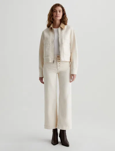 Ag Saige Wide Leg Crop In White Oat