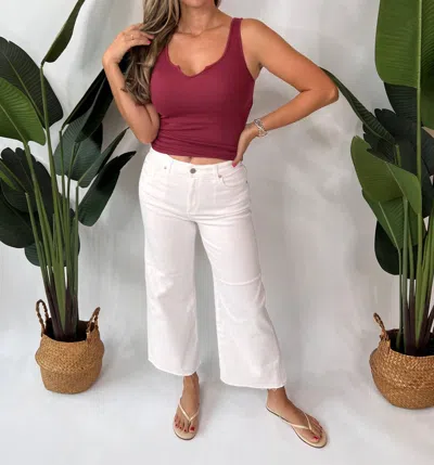 Ag Saige Wide Leg Cropped Jean In White