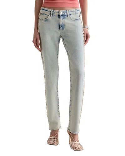 Ag Sandra Low Rise Straight Jeans In Mojave Khaki In Blue