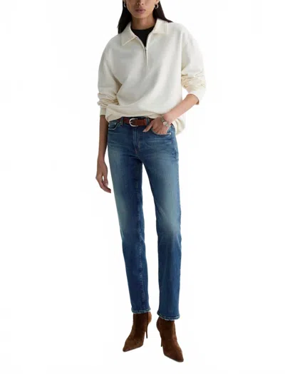 Ag Sandra Low-rise Straight Jean In 10 Years Illiad In Blue