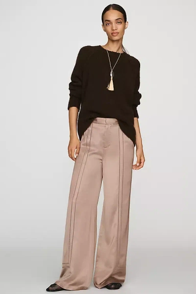 Ag Sarah Satin Trousers Pants In Brown