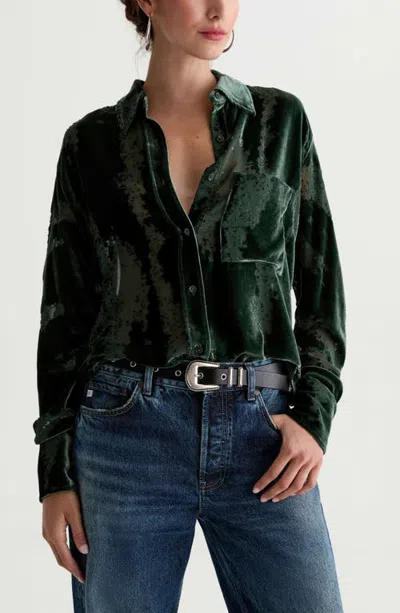 Ag Sawtelle Burnout Velvet Shirt In Green