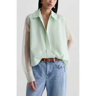 Ag Sawtelle Oversize Silk & Cotton Button-up Shirt In Green
