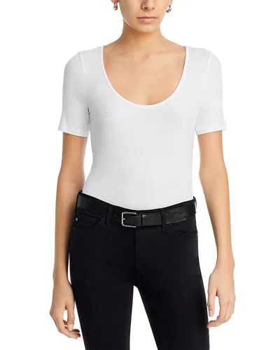 Ag Scoop Neck Short Sleeve Tee In True White