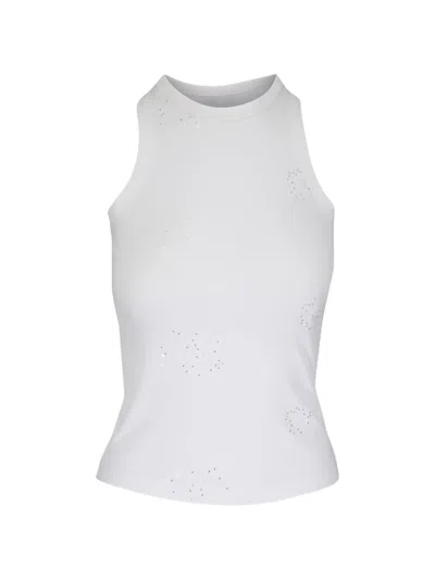 Ag Sequin-embellished Ribbed Tank Top In Gray