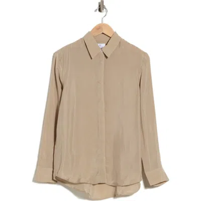 Ag Shiela Button-up Cupro Shirt In Wild Taupe