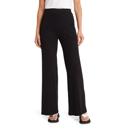 Ag Sourie Stretch Cotton Wide Leg Pants In True Black