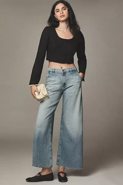 Ag Stella High-rise Wide-leg Ankle-fray Cropped Jeans In Blue