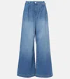 Ag Melinda High-rise Ultra-wide-leg Linen Blend Jeans In Blue