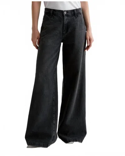 Ag Stella Mid Rise Wide Leg Palazzo Jeans In Overnight In Black